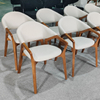 Wabi Sabi Style Nordic Japanese Living Room Chair Solid Wood Leather Dining Chair Hotel Restaurant Chair