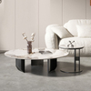 Luxury Design Coffee Table Set Modern Living Room Furniture Circular Marble Stainless Steel Side Tea Table