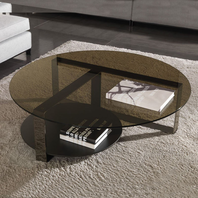 Luxury Stainless Steel Round Coffee Table Modern Living Room Furniture Toughened Glass Coffee Table
