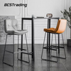 Modern Luxury Stylish High Bar Chair Bar Stool Durable Footrest Frame Metal PU Leather Home Bar Stool