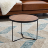 Nordic Modern Living Room Furniture With Round Solid Wood Panels and Metal Legs Coffee Table Set