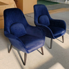 Modern Leisure Easy Chair European Upholstered Velvet Fabric Relax Lazy Easy Arm Wood Feet Hotel Living Room Lounge Chair