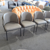 Italian Modern Dining Room Furniture Dining Table and Chairs Metal Leg Double-deck Backrest Velvet Fabric Cafe Restaurant Chair
