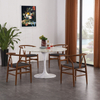 Nordic Modern Metal Dining Chair Furniture Steel Wood Look PU Soft Seat Walnut Leg Side Design Dining Room Chair