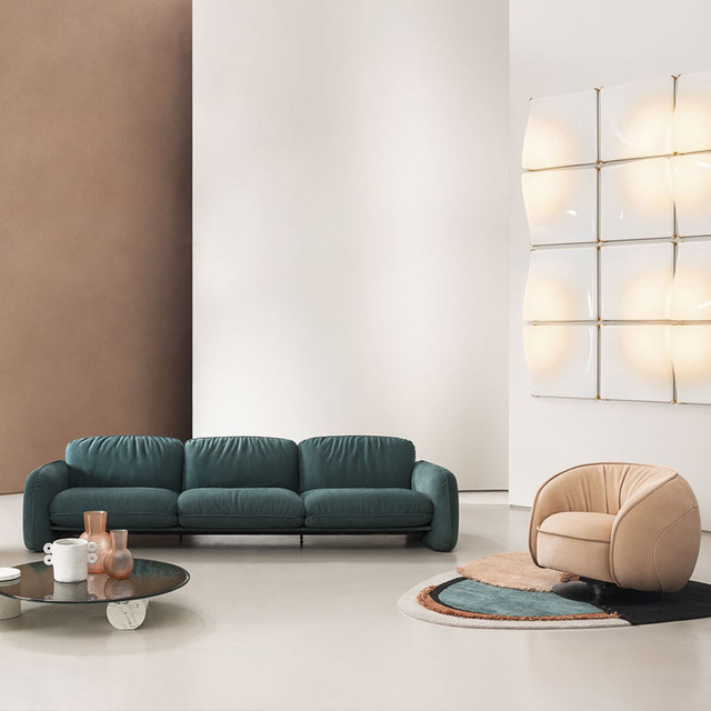 Customized Italian Minimalism Design Furniture Synthetic Leather 3 Seater Living Room Sofa