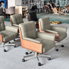 Italian Design Rotating Armchair Living Room Leather Accent Leisure Chair Hotel Bedroom Swivel Reading Chair