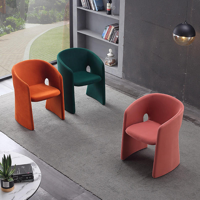 Modern Style Dining Chair Shaped Sponge Velvet Chair Hotel Restaurant Cafe Negotiation Chair
