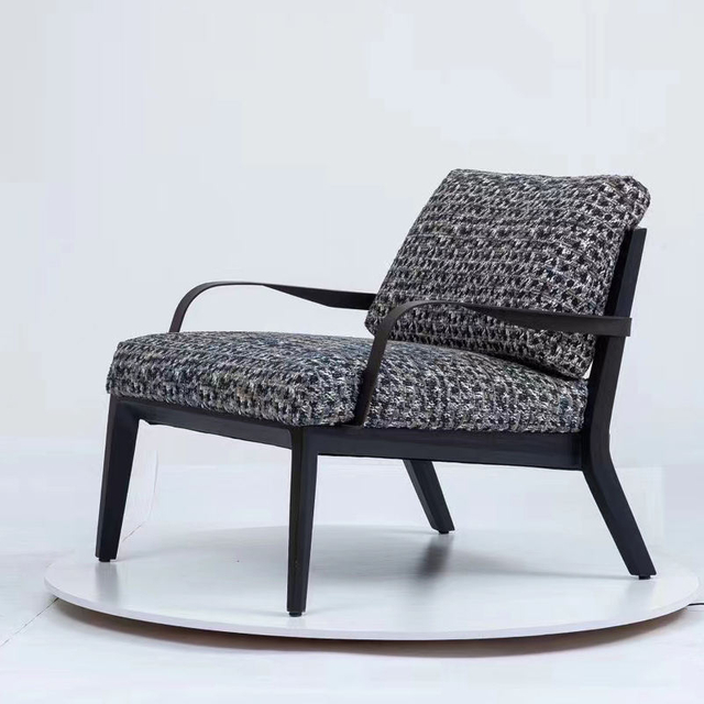Modern Luxury Leather Fabric Frame Metal Leisure Chair Low Armrest New Design Hotel Living Room Single Sofa