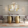 Modern Dining Table Set for Home Furniture Stainless Steel Round Marble Dining Table Set of 6 Chairs