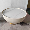 Modern Luxury Coffee Table Set with Leather Art Marble Round Living Room Furniture Coffee Table