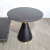 Modern Round Black Metal Leg Marble Top Coffee Table Cafe Restaurant Business Negotiation Dining Table