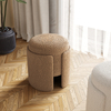 Nordic Modern Velvet Fabric Small Round Ottoman Accent Low Storage Living Room and Bedroom Foot Stool