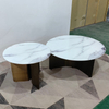 Modern Luxury Coffee Table Round Circular Combination Living Room Furniture Stainless Steel Concrete Marble Corner Table