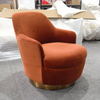 Modern Living Room Furniture Armchair Gold Stainless Steel Accent Chair Velvet Fabric Swivel Leisure Lounge Chair for Home Hotel