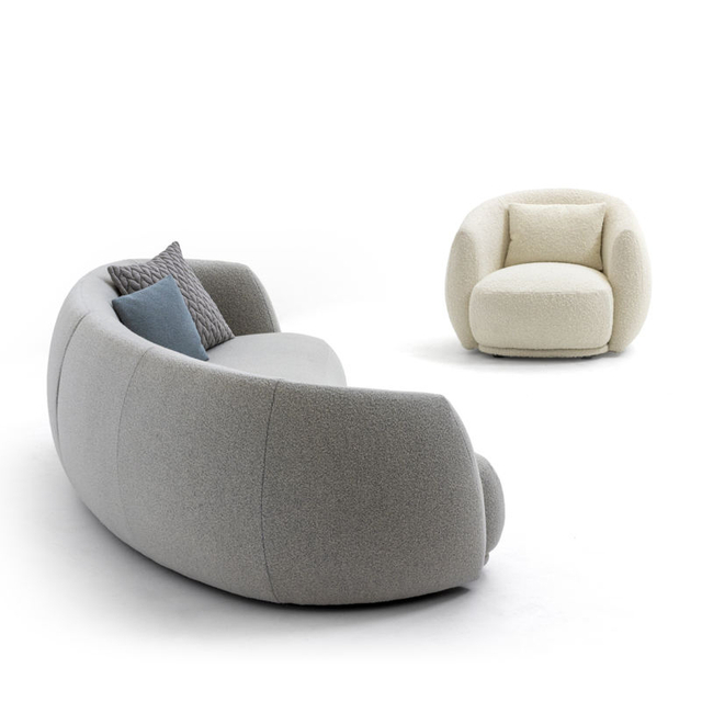 Nordic Modern Living Room Leisure Lounge Chair Sofa Set Curved Shaped Cashmere Velvet Home Sofa for Hotel Project Furniture