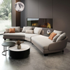Modern Italy Style Luxury Medium Semi-round Sofa Living Room Genuine Leather Sofa With Stainless Steel Leg