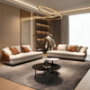 Modern Italy Style Luxury Medium Semi-round Sofa Living Room Genuine Leather Sofa With Stainless Steel Leg