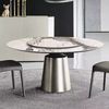 Italian Luxury Dining Room Furniture Simplicity Round Marble Top Dining Table Stainless Steel Table with Brushed Brass Color