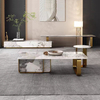 Modern Luxury Gold Stainless Steel Round Coffee Table with Marble Top Set for Home and Hotel Living Room Dining Use