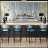 Modern Luxury Leather High Chair Hotel Dining Kitchen Aluminium Gold Plated Armrest bar Chair