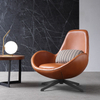 Modern Hotel Living Room Tan Leather Lounge Chair Comfortable Roundback Relining Swivel Leisure Egg Chair