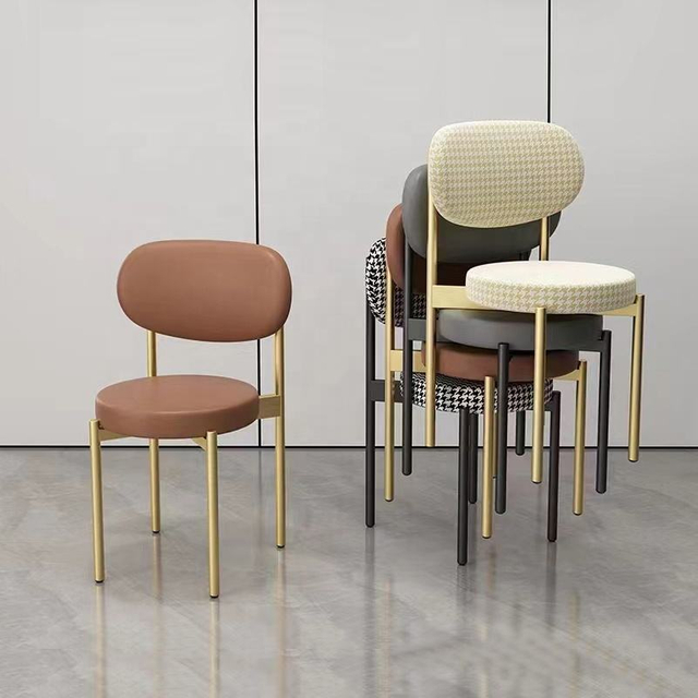 Modern Style Simple Dining Chair Metal Stainless Steel Velvet Fabric Restaurant Coffee Shop Can Stack Dining Chairs