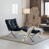 Modern Creative Design Armchairs Stainless Steel Genuine Leather Villa Living Room Furniture Leisure Lounge Accent Chair