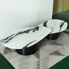 Modern Stainless Steel Coffee Table Chinese Natural Panda White Marble Drop-Shaped Creativity Design Office Home Central Table