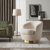 Nordic Rounded Golden Stainless Steel Boucle Fabric Single Sofa Chair Modern Design Bedroom Dining Hotel Leisure Lounge Chair