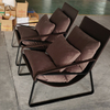 Italian Minimal Saddle Leather Fabric Lazy Couch Chair Modern Solid Iron Frame Down Filled Living Room Armchair