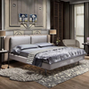 Italian Luxury Design Villa Home Upholstered Leather Linen Bed Furniture Wood Frame Modern Double Bedroom King Size Bed