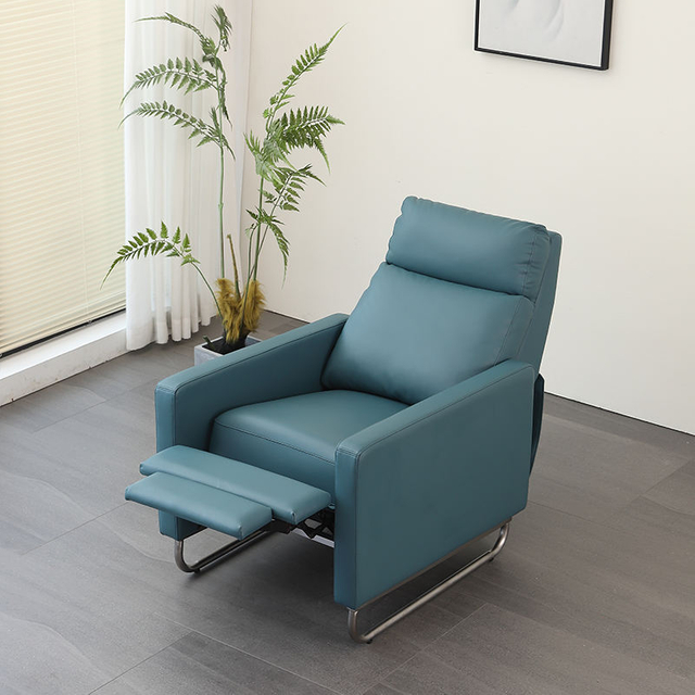 Modern Minimalist Leather Single Lounge Sofa with Expandable Home Office Lunch Break Medical Care Functional Sofa