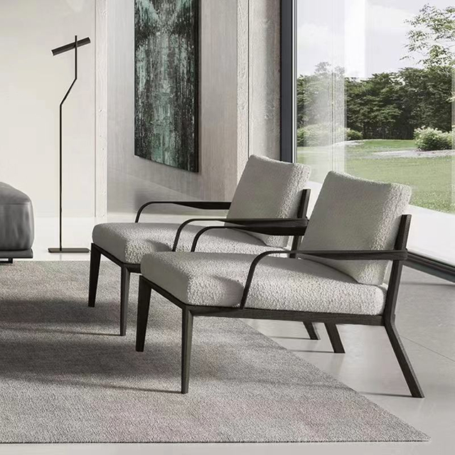 Modern Luxury Leather Fabric Metal Frame Leisure Chair New Design Hotel Living Room Single Sofa Velvet Low Armchair