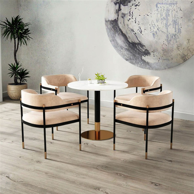 Modern Simple Dining Restaurant Chair Nordic Dining Chair Italian Light Luxury PU Velvet Fabric Upholstery Dinner Chair