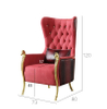 High End Luxury Leisure Living Room Wingback Sofa Chair Italian Design Gold Metal Arm Chair