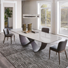 Modern Luxury Dining Table Marble Restaurant Table Stainless Steel Leg Rectangular Dining Table