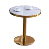 Contemporary Simple Style Coffee Table Gold Chromed Base Round White Marble Top Restaurant Dining Table