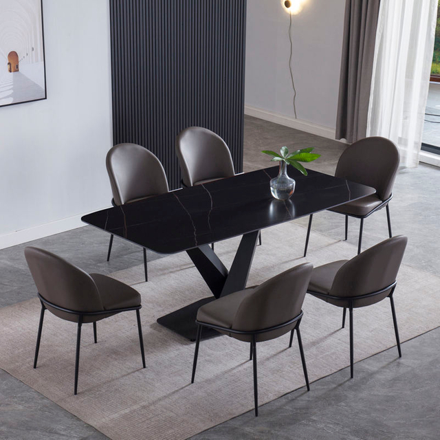 Modern Metal Leg Leather Dining Chair Cafe Hotel Restaurant Chair