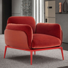 Modern Luxury Sofa Chair Red Metal Leg Velvet Fabric Office Sofa Suite Apartment Beauty Salon Hotel Lobby Bedroom Single Person