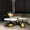 Living Room Traditional Vintage Furniture Design Ceramic Top Gold Metal Base Round Coffee Side Tables