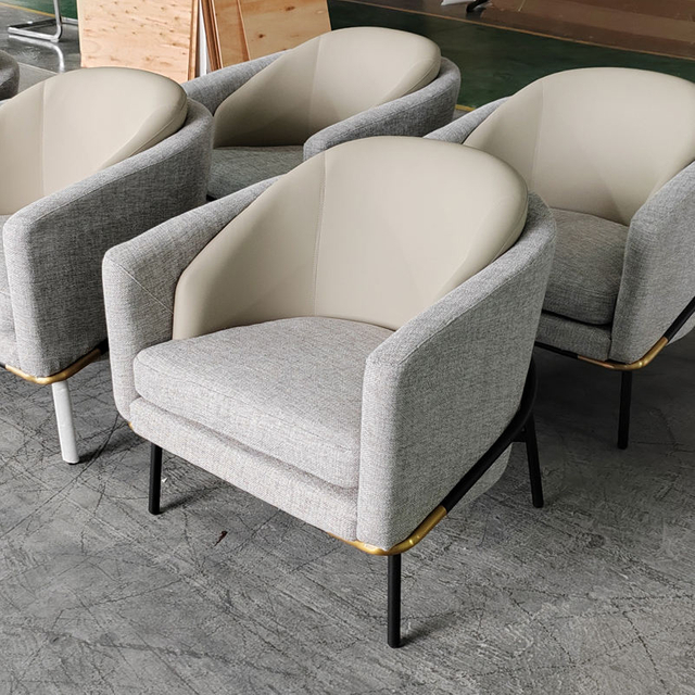 Modern Appearance Italian Design Hotel Lobby Sofa Chair Home Furniture Fabric Metal Fil Noir Armcair Leisure Chair