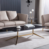 Modern Luxury Living Room Round Stainless Steel Marble Coffee Table Set