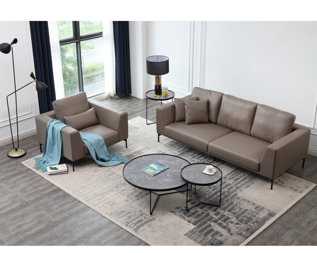 Modern Living Room Sofa Set Cover Leather Single Person Sofa Italian Minimalist Style Three Seat Sofa