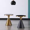 Italian Luxury Gold Stainless Steel Marble Coffee Table Hotel Apartment Round Edge Side Table