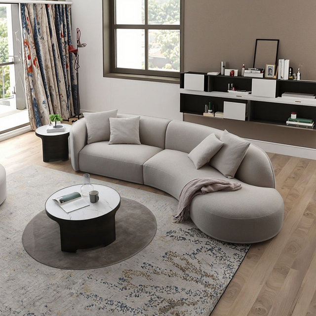 Modern Curved Creative Sofa Hotel Lobby Negotiation Area Living Room Furniture Velvet Cloth Sofa