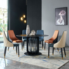 Modern Luxury Style Black Round Marble Top Dining Table Sets With Turntable for Restaurant Furniture