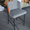 Modern Luxury Design Leather Back and Linen Fabric Cushion High Dining Chair Hotel Restaurant bar Chairs