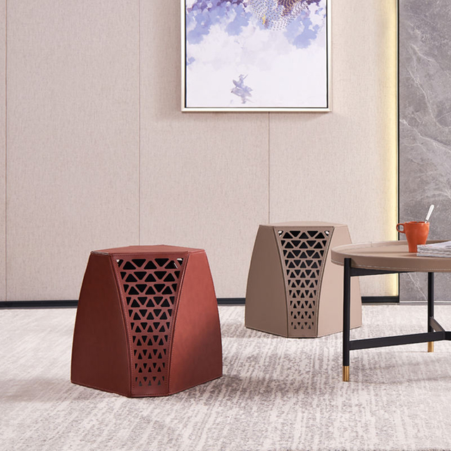 Italian Minimalist Saddle Leather Stool Sofa Corner Table Designer Modern Simple Creative Small Side Table