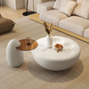 Modern Tea Table with Fiberglass Circular Design Family Living Room Hotel Apartment Cream Style Coffee Table