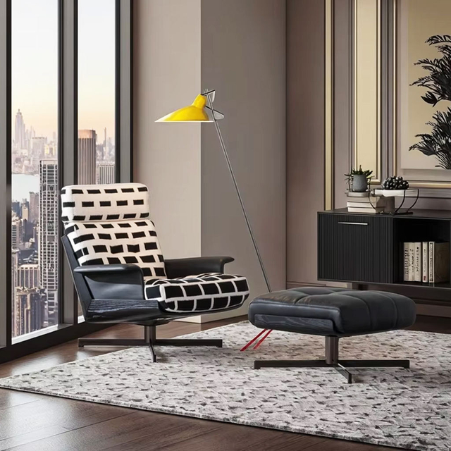 Modern Fabric Leisure Chair High Backrest Swivel Lounge Chair Single-Person Bedroom Home Living Room Furniture